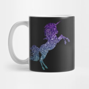 Dark Teal and Purple Ombre Faux Glitter Unicorn Mug